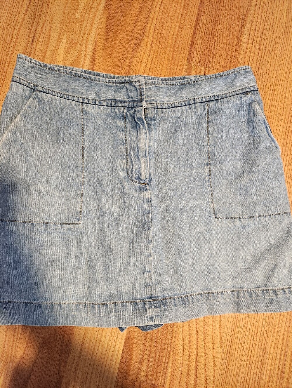 Vintage Cherokee Light Wash Denim Mini Skort Size 10 100% Cotton
